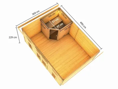 Saunahaus Skrollan 1 mit klassischer Tür SET terragrau Produktbild #5