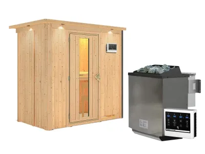 Sauna Systemsauna Variado mit Dachkranz, inkl. 9 kW Bio-Ofen mit externer Steuerung Produktbild #12