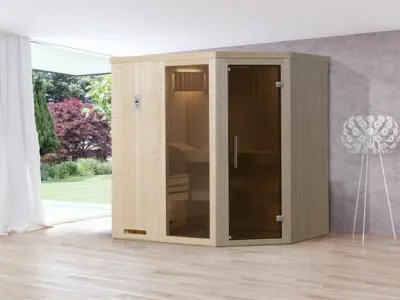 Sauna Elementsauna Varberg 1 GTF graphit Ganzglastür und Fensterelement Produktbild #1
