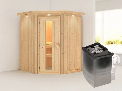 Sauna Systemsauna Larin mit Dachkranz, inkl. 9 kW Ofen mit integrierter Steuerung Produktbild #9