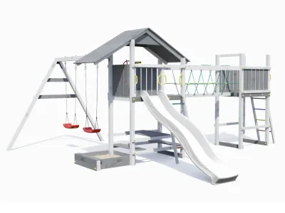 Spielturm Smart 1 Bridge grau-weiß inkl. Rutsche weiß Produktbild #6