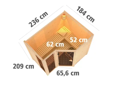 Sauna Massivholzsauna Amara inkl. 9 kW Bio-Kombiofen ext. Steuerung Produktbild #7