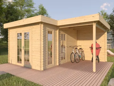 Gartenhaus Blockbohlenhaus Livia 28 mm naturbelassen Produktbild #1
