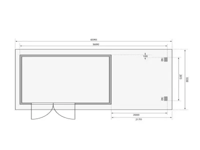 Gartenhaus Blockbohlenhaus SET Bastrup 8 28 mm naturbelassen, inkl. 2 m Anbaudach + Rückwand Produktbild #5