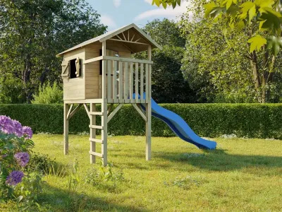 Stelzenhaus Tree Hut KDI inkl. Rutsche blau Produktbild #1