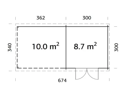 Gartenhaus Blockbohlenhaus Ella 8,7+10,0 m² 28 mm transparent tauchimprägniert Produktbild #5