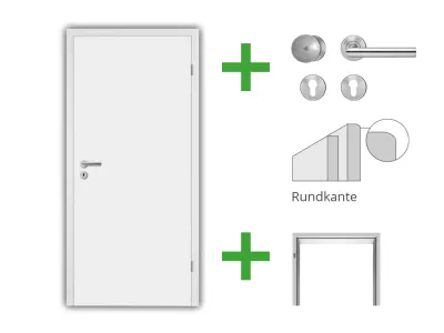 Mosel Wohnungseingangstür Set Alba CPL 9010 - Türblatt, Zarge, Drückergarnitur Produktbild #3