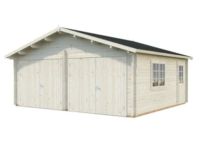 Garage Roger 28,4 m² mit Holztor 44 mm grau tauchimprägniert Produktbild #1
