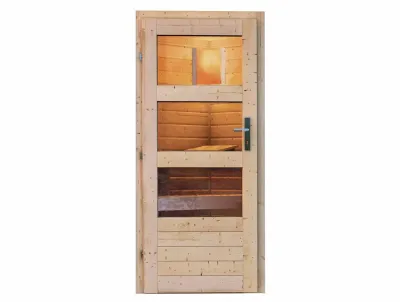 Saunahaus Skrollan 2 Grau mit Klarglastür & Vorraum, inkl. 9 kW Saunaofen mit externer Steuerung Produktbild #5