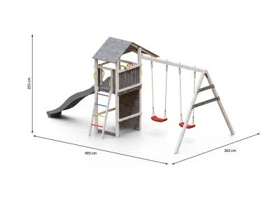 Spielturm Smart 5 grau/weiß inkl. Rutsche grau Produktbild #5