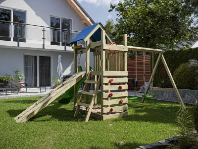Spielturm Hefty KDI inkl. Doppelschaukel inkl. Rutsche grün + Sitze grün Produktbild #2