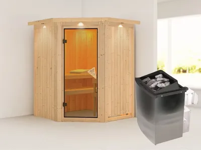 Sauna Systemsauna Larin mit Dachkranz, inkl. 9 kW Ofen mit integrierter Steuerung Produktbild #9