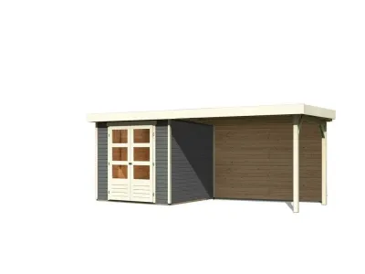 Gartenhaus SET Askola 3,5 19 mm terragrau, inkl. 2,8 m Anbaudach + Rückwand Produktbild #8