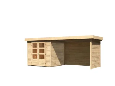 Gartenhaus SET Askola 3,5 19 mm naturbelassen, inkl. 2,8 m Anbaudach + Seiten- und Rückwand Produktbild #5