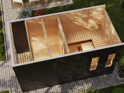 Gartensauna Nero 73 mm mit Glastür, Schwarz lasiert Produktbild #2