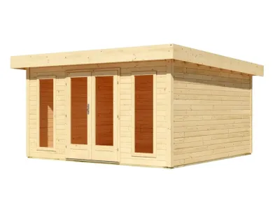 Gartenhaus Lotus 38 mm naturbelassen mit Dachbegrünung Produktbild #4
