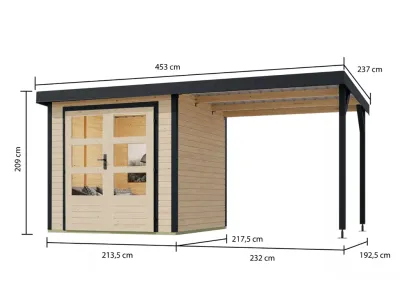 Gartenhaus Hybridhaus Jupiter A inkl. Anbau 19 mm natur/anthrazit Produktbild #9