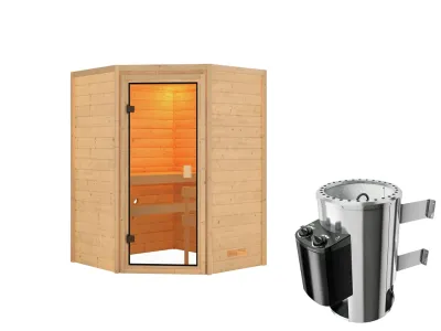 Sauna Antonia mit bronzierter Glastür + 3,6 kW Plug & Play Saunaofen integr. Strg. Produktbild #4