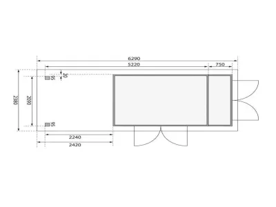 Gartenhaus SET Retola 5 19 mm naturbelassen, inkl. 2,4 m Anbaudach + Anbauschrank Produktbild #10