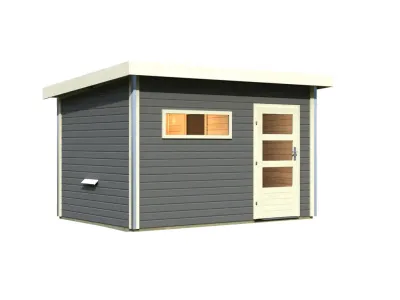 Gartensauna  Enns 3 Terragrau mit moderner Tür Produktbild #3
