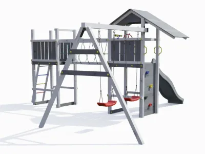 Spielturm Smart 5 Bridge grau/weiß inkl. Rutsche grau Produktbild #6