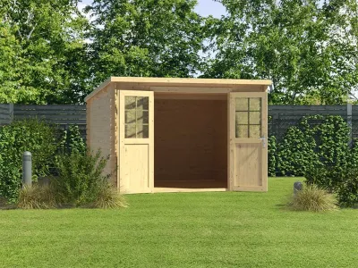 Gartenhaus Blockbohlenhaus CA2975 28 mm naturbelassen Produktbild #4