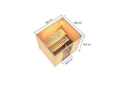 Sauna Adelina mit bronzierter Glastür + 9 kW Bio-Kombiofen ext. Strg. Produktbild #3