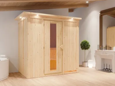 Sauna Systemsauna Variado mit Dachkranz, inkl. 9 kW Bio-Ofen mit externer Steuerung Produktbild #16