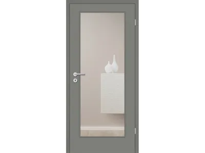 Zimmertür Cala 01 Lavagrau RAL 7037 - Türblatt, mit Lichtausschnitt, Designkante Produktbild #1