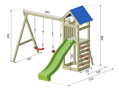 Spielturm Easy KDI inkl. Doppelschaukel inkl. Rutsche grün + Sitze grün Produktbild #7