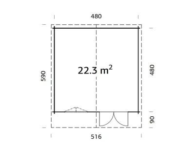 Gartenhaus Blockbohlenhaus Britta 22,3 m² 40 mm grau tauchimprägniert Produktbild #3