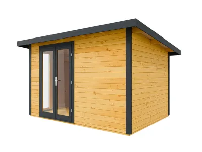 Gartenhaus Homeoffice Karvo 1 28 mm Eiche/Anthrazit Produktbild #1