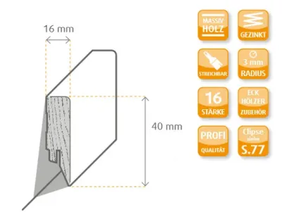 Sockelleiste Topline Massivholzkern Gletscherweiß Dekor Produktbild #4