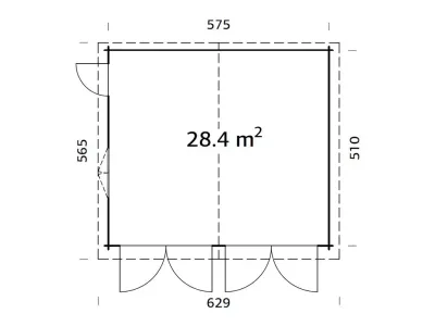 Garage Roger 28,4 m² mit Holztor 44 mm grau tauchimprägniert Produktbild #2