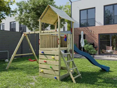 Spielturm Big Monkey KDI inkl. Rutsche blau Produktbild #2