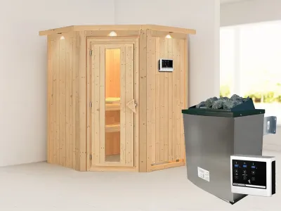 Sauna Systemsauna Larin mit Dachkranz, inkl. 9 kW Ofen mit externer Steuerung Produktbild #1