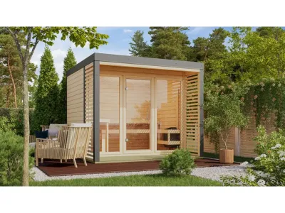Saunahaus Ares 3 38 mm naturbelassen / graualuminium Produktbild #21
