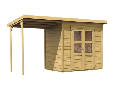 Gerätehaus Merseburg 3 14 mm naturbelassen inkl. 140 cm Anbau Produktbild #3
