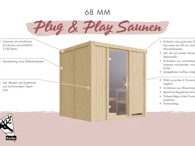 Sauna Systemsauna Daria mit Dachkranz Produktbild #4