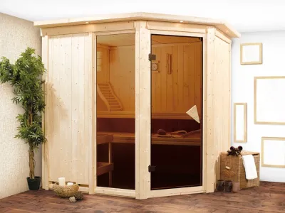 Sauna Systemsauna Fiona 2 mit Dachkranz Produktbild #1