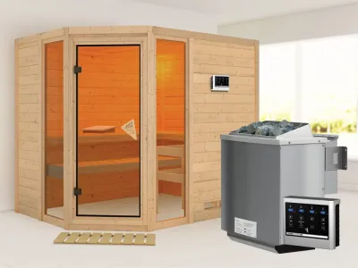 Sauna Massivholzsauna Sinai 3 inkl. 9 kW Bio-Kombiofen ext. Steuerung Produktbild #1