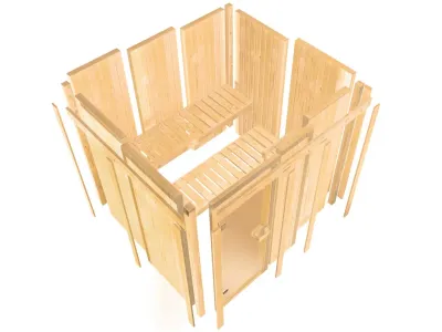 Sauna Systemsauna Tonja mit Dachkranz, inkl. Plug & Play Saunaofen externe Steuerung Produktbild #6