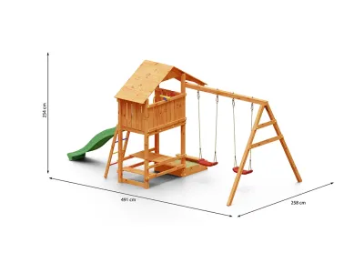 Spielturm Smart 1 teakfarben inkl. Rutsche grün Produktbild #4
