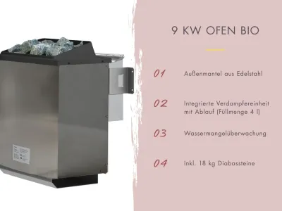 Sauna Systemsauna Bodin mit Dachkranz, inkl. 9 kW Bio-Ofen mit externer Steuerung Produktbild #16