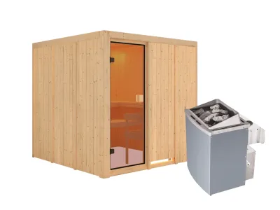 Sauna OULU / Celine 4 mit bronzierter Glastür + 9 kW Saunaofen integr. Strg. Produktbild #4