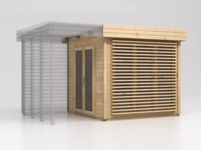 Gartenhaus Homeoffice Ivar 28 mm naturbelassen mit 164 cm Anbau Produktbild #3