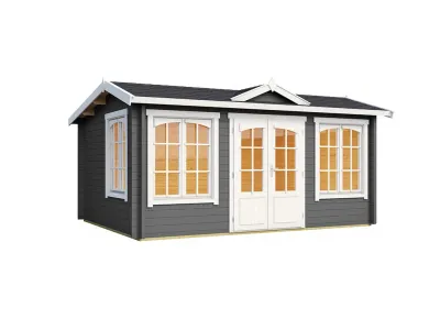 Gartenhaus Blockbohlenhaus Windsor 44 44 mm carbongrau Produktbild #2