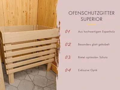 Massivholzsauna Yalda SPARSET inkl. 9 kW Ofen mit ext. Steuerung Produktbild #8