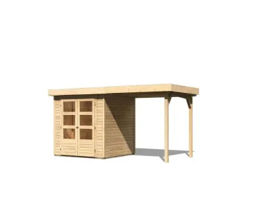 Gartenhaus SET Askola 2 19 mm naturbelassen, inkl. 2,4 m Anbaudach Produktbild #2