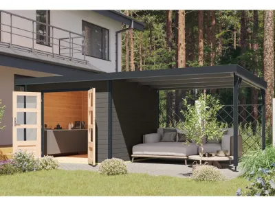 Hybrid-Gartenhaus Pluto B Set terragrau/anthrazit Produktbild #1
